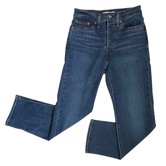 Levis Wedgie Jeans Womens 27 Blue Denim Straight Leg Button Fly High Rise Waist - Picture 4 of 12